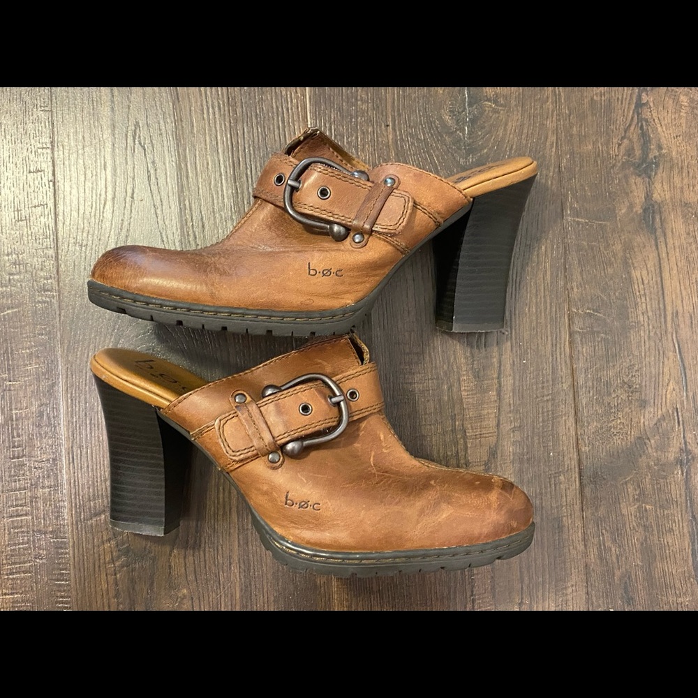 BOC leather heeled mules.